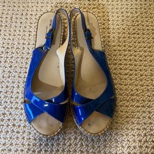 Eric Michael Blue Wedge Sandals